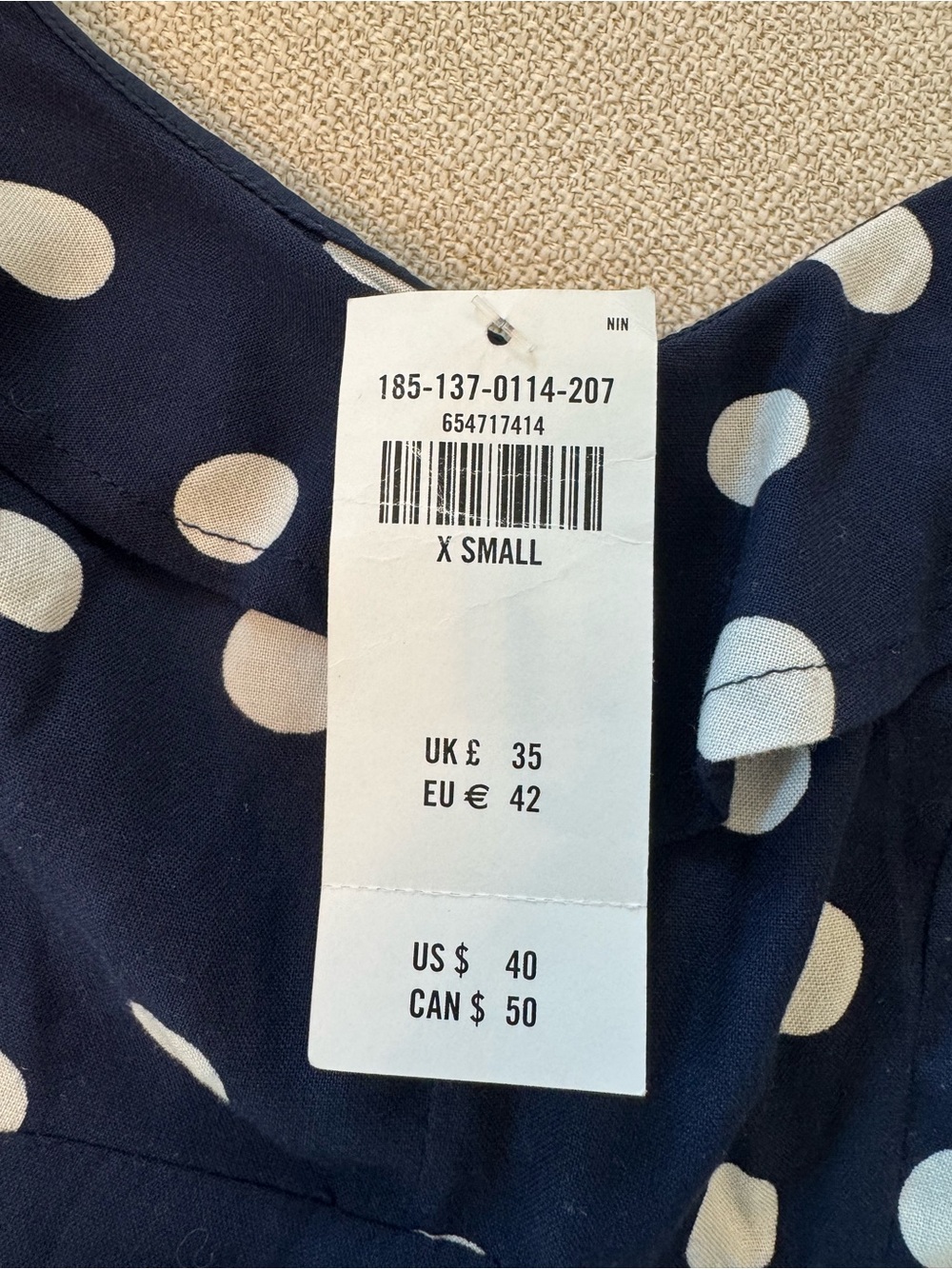 Abercrombie & Fitch Navy Polka Dot Smocked Ruffle Tank Top NWT XS - Picture 3 of 4